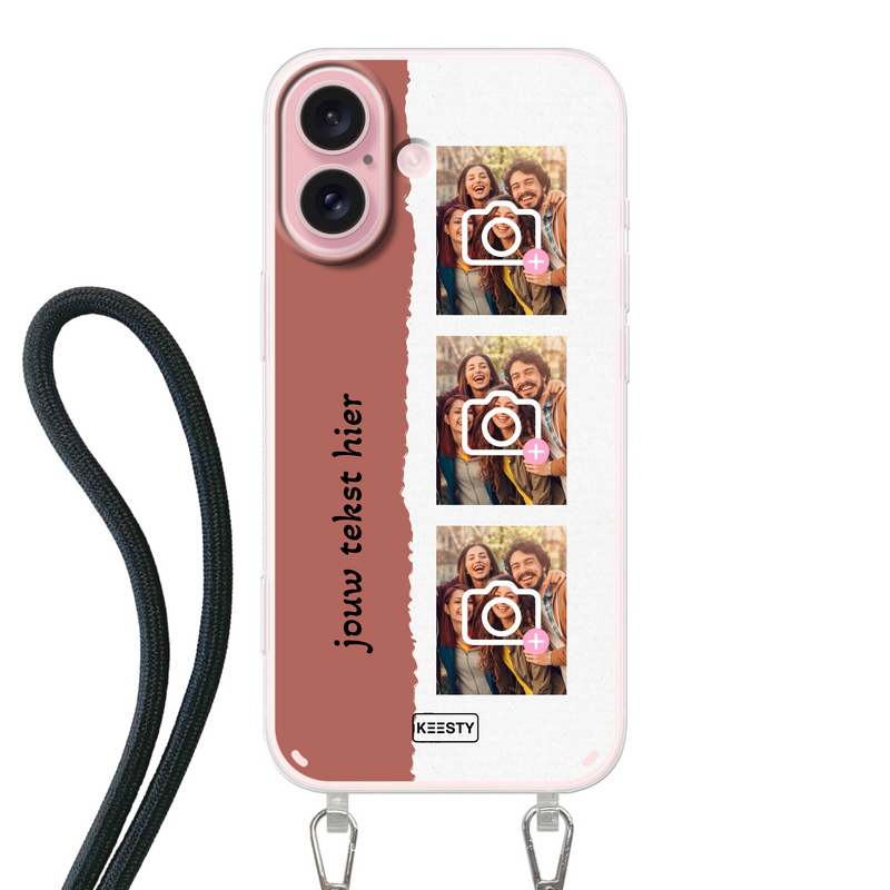 Foto op hoesje met afneembaar koord in het rood