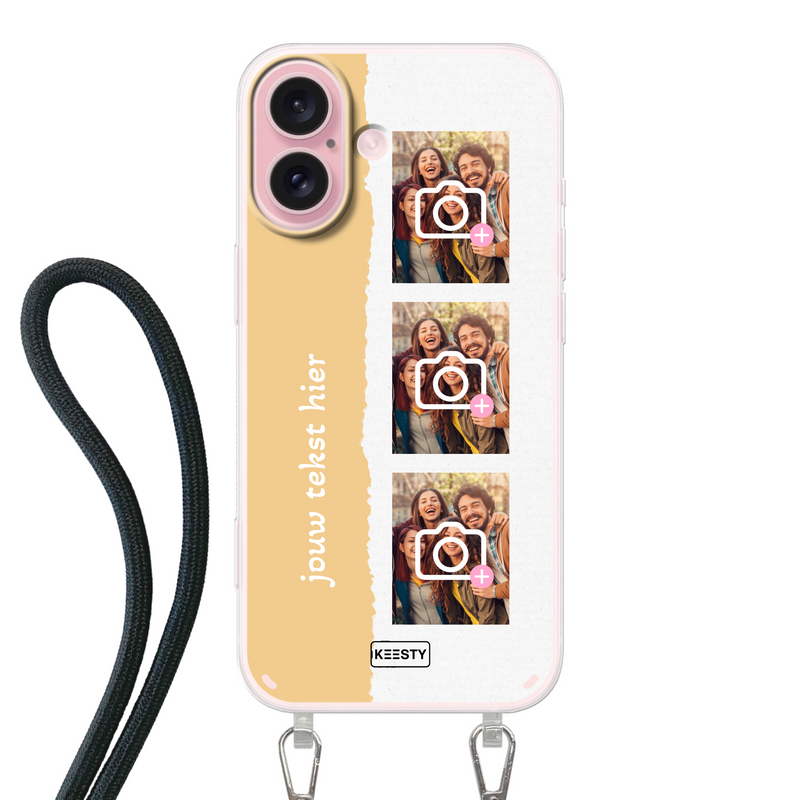 Foto op hoesje met afneembaar koord in het geel
