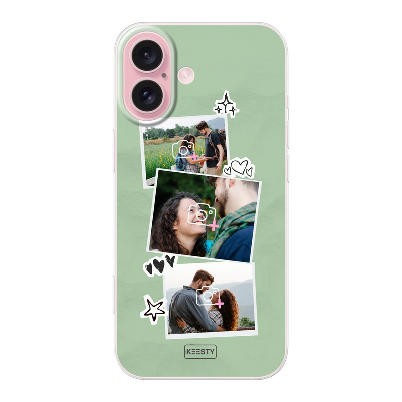 custom telefoonhoesje met relief-achtergrond en foto’s
