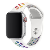 Apple Watch Bandje Sport Wit & Regenboog - 38/40/41mm