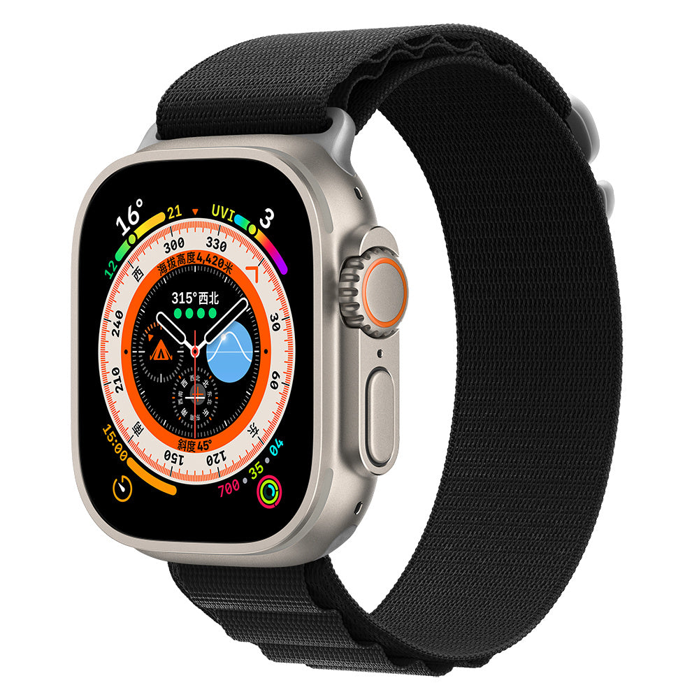 Apple Watch Bandje Nylon Strap Zwart - 42/44/45/49mm