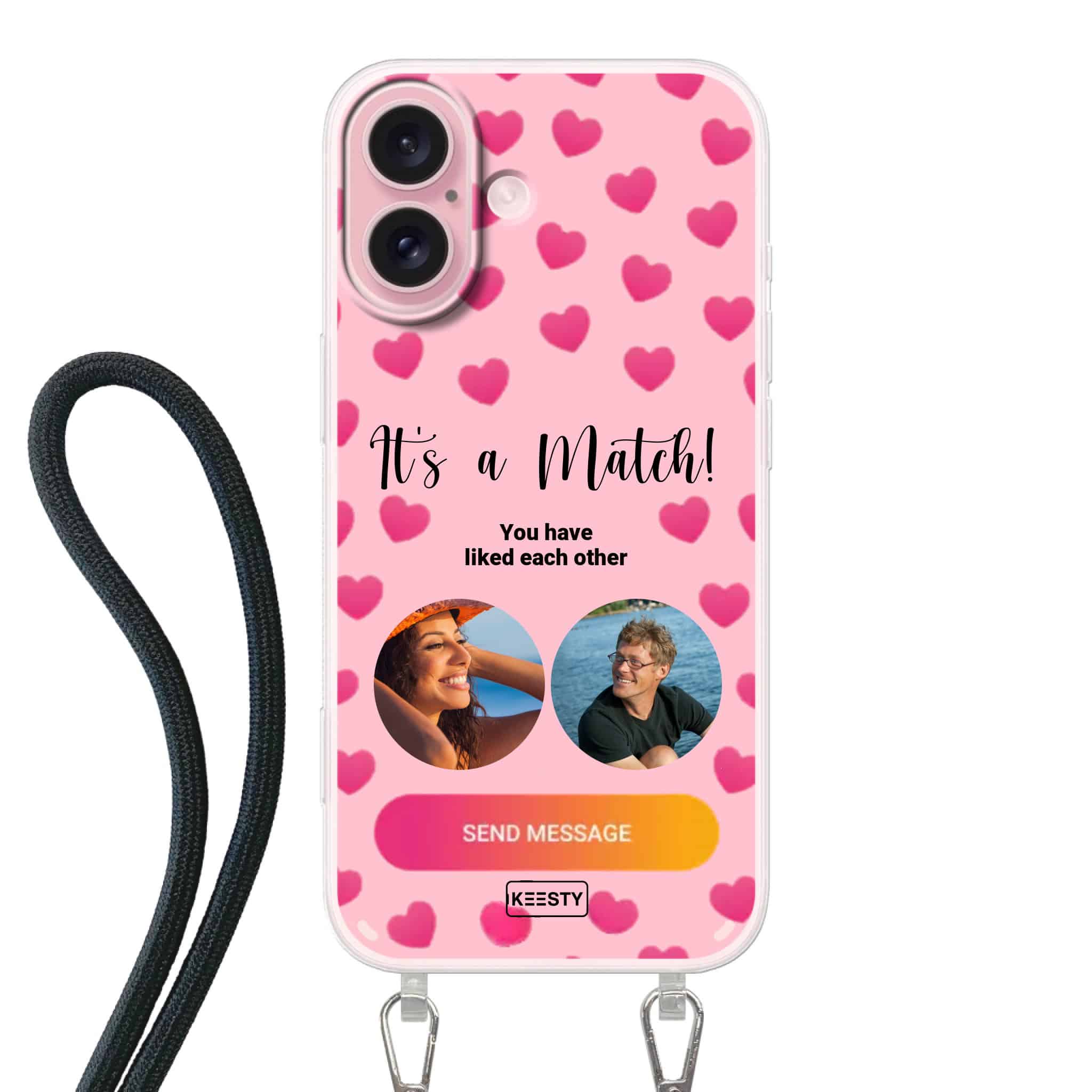 Telefoonhoesje met foto koord its a match 1 2