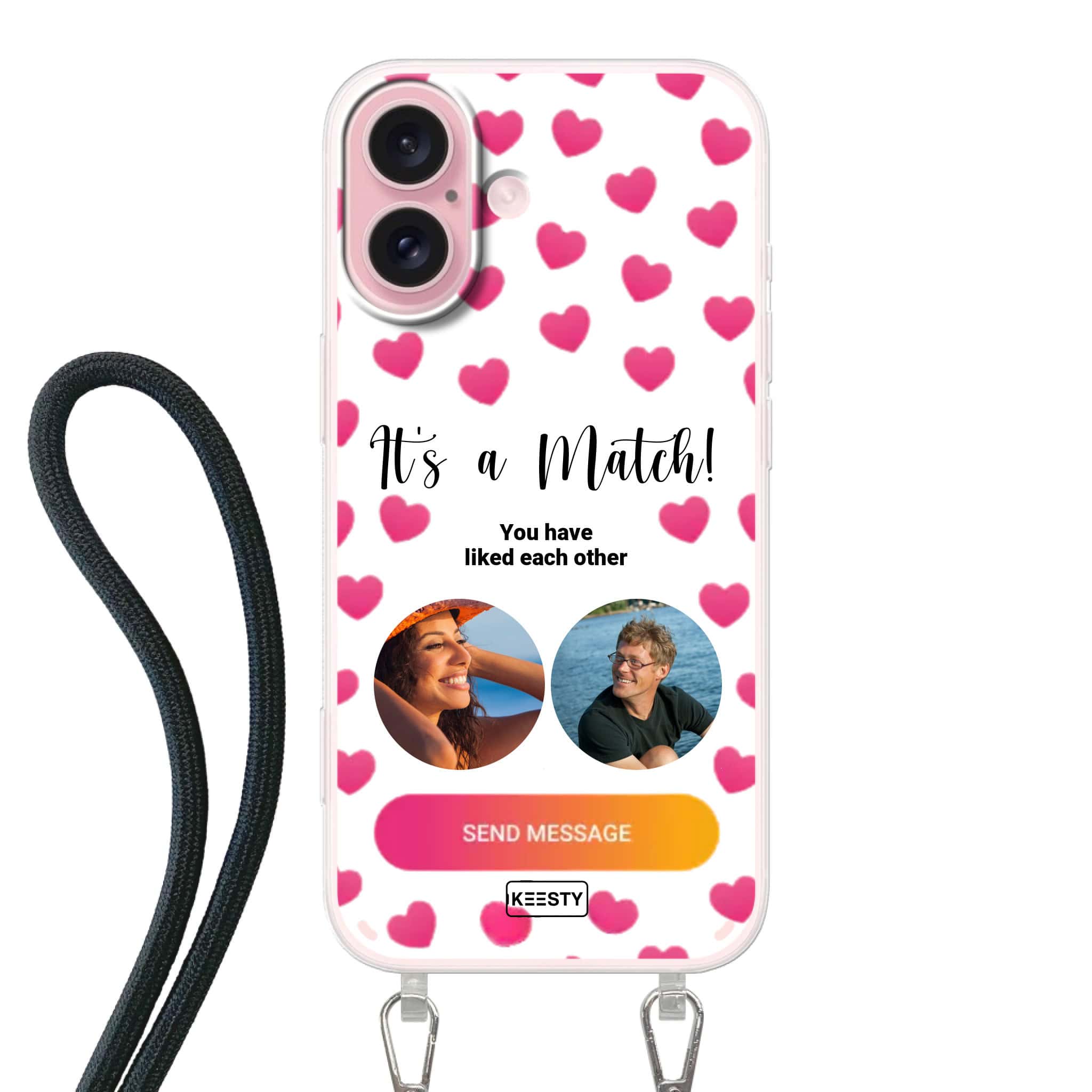 Telefoonhoesje met foto koord its a match 1 3