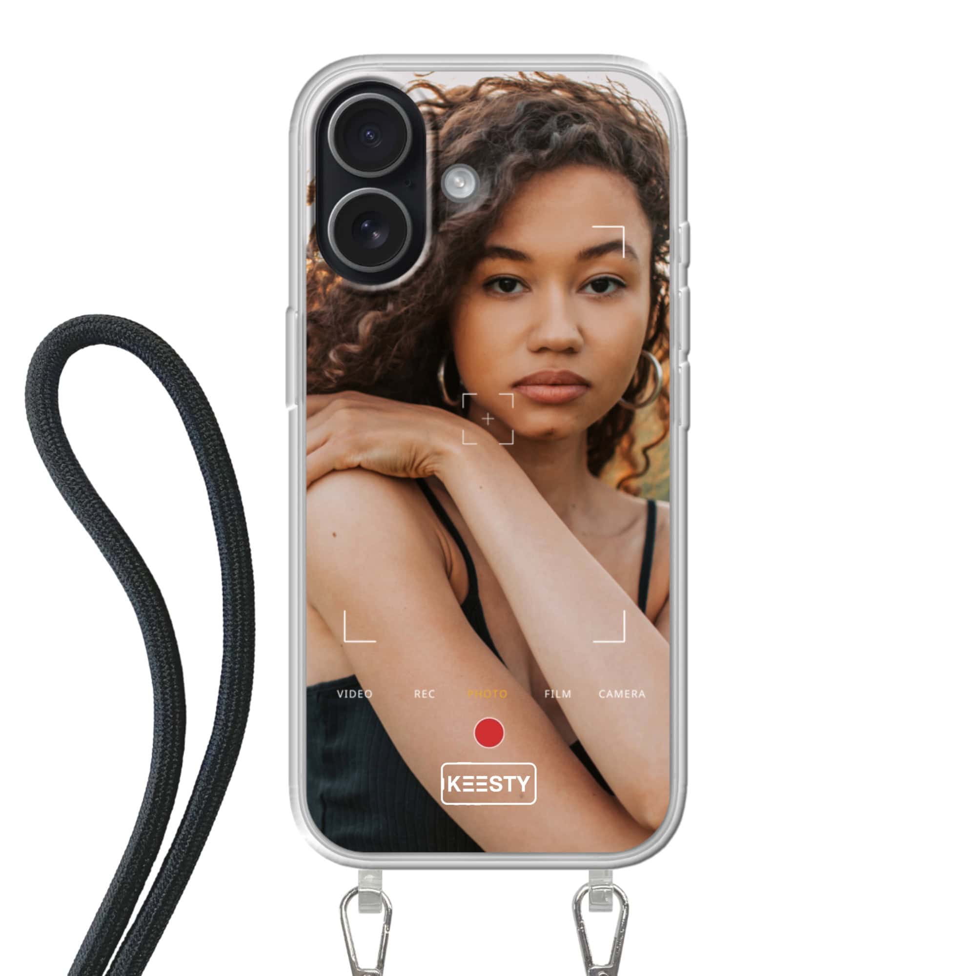 hoesje met koord personaliseren met camera frame