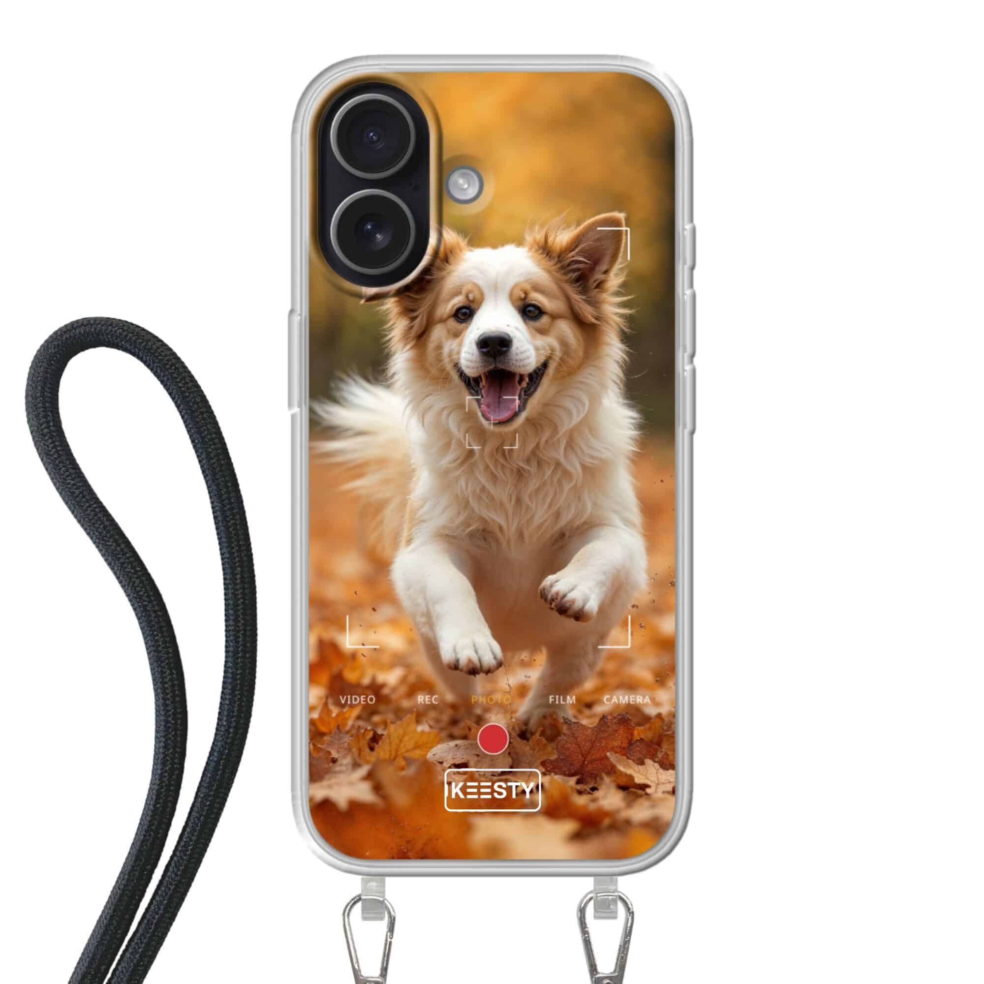 hoesje personaliseren met koord en camera frame