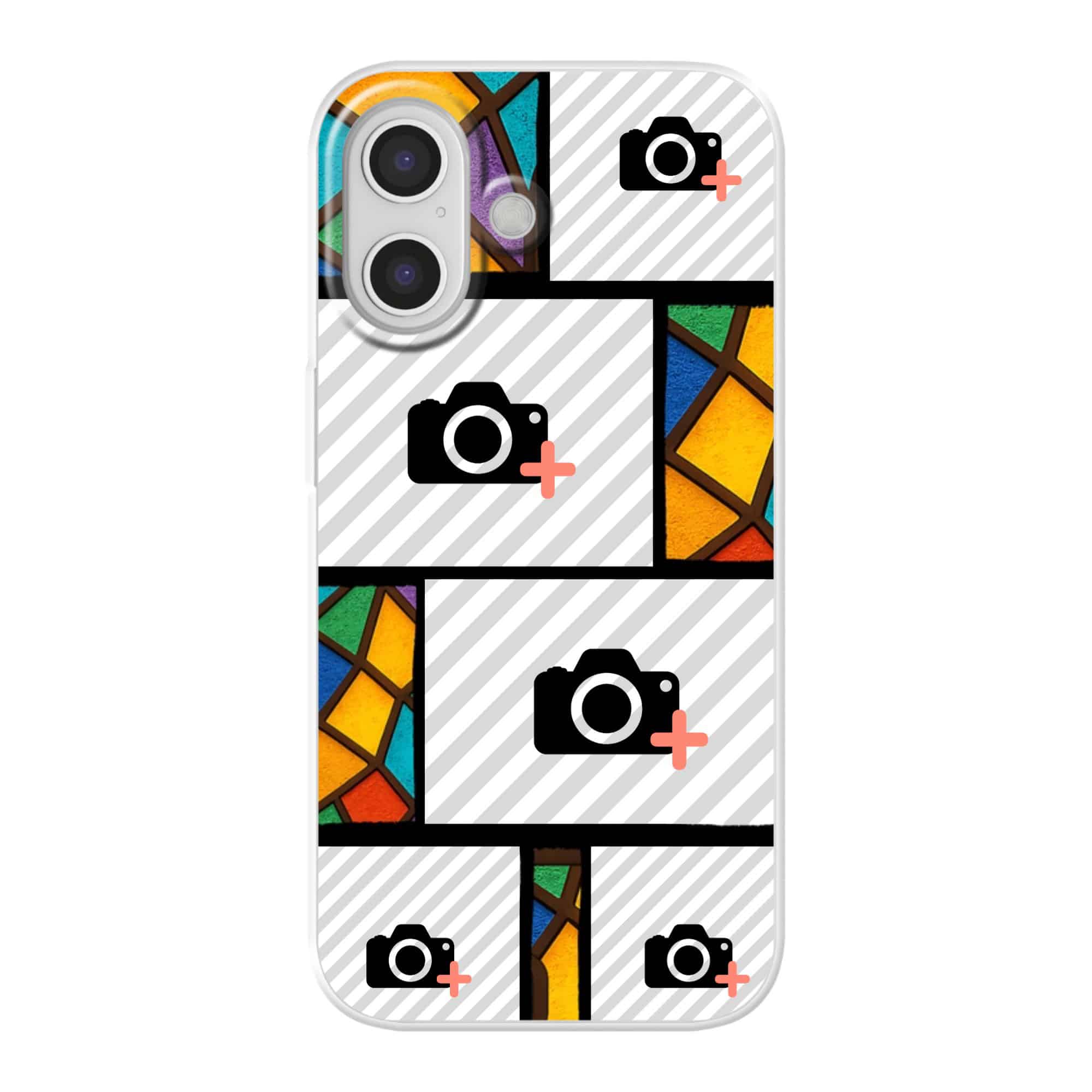 foto op hoesje met glas in lood ontwerp