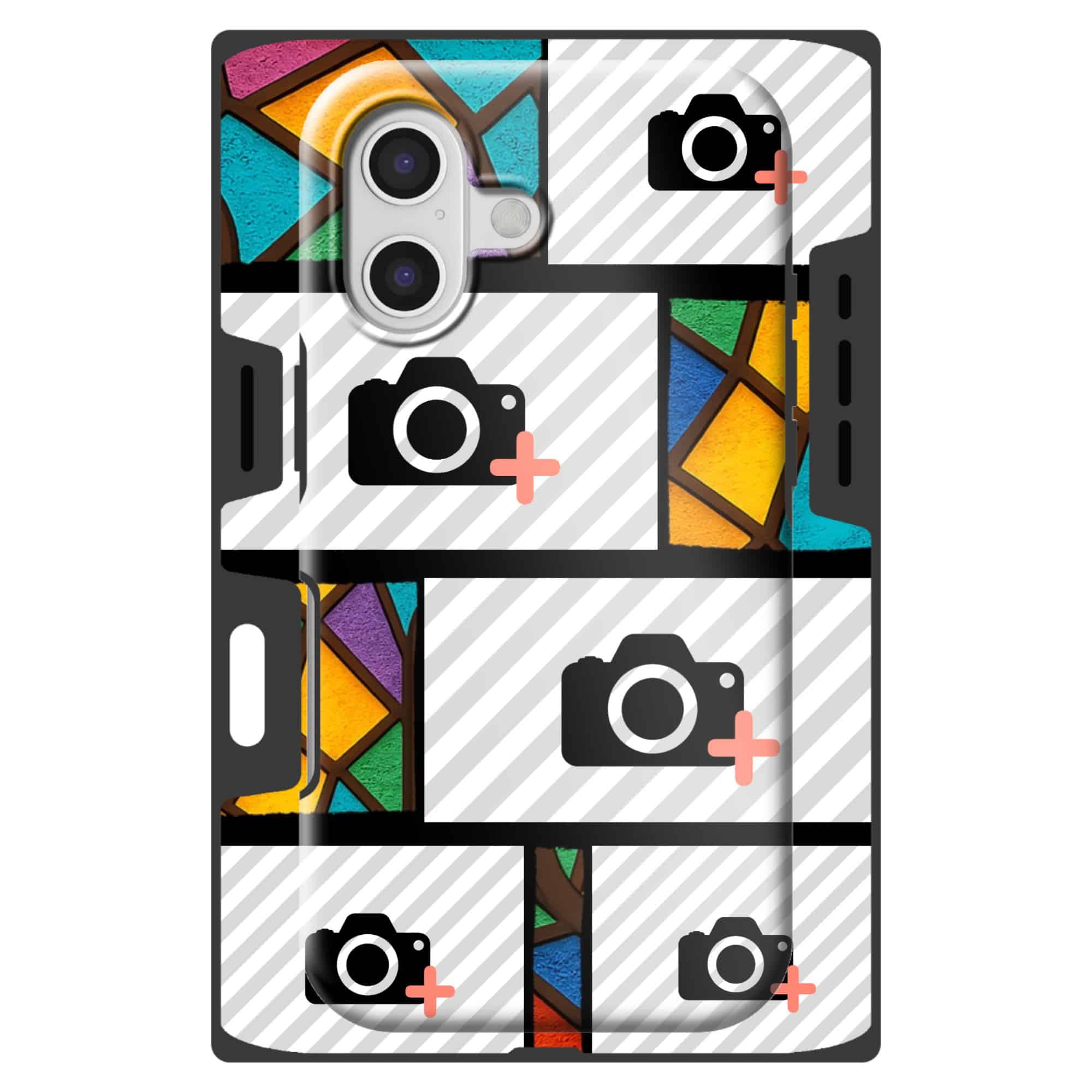 foto op hoesje op een MagSafe Tough case met glas en lood ontwerp