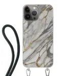 Telefoonhoesje ontwerpen - Marble White - Hoesje met koord