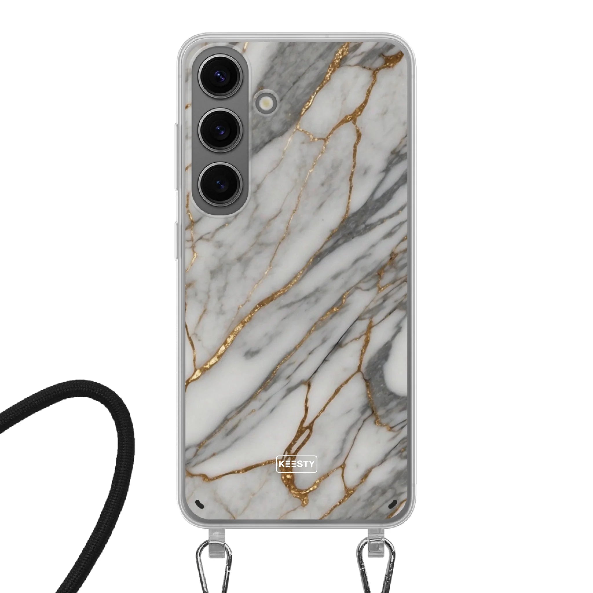 Telefoonhoesje ontwerpen - Marble White - Hoesje met koord