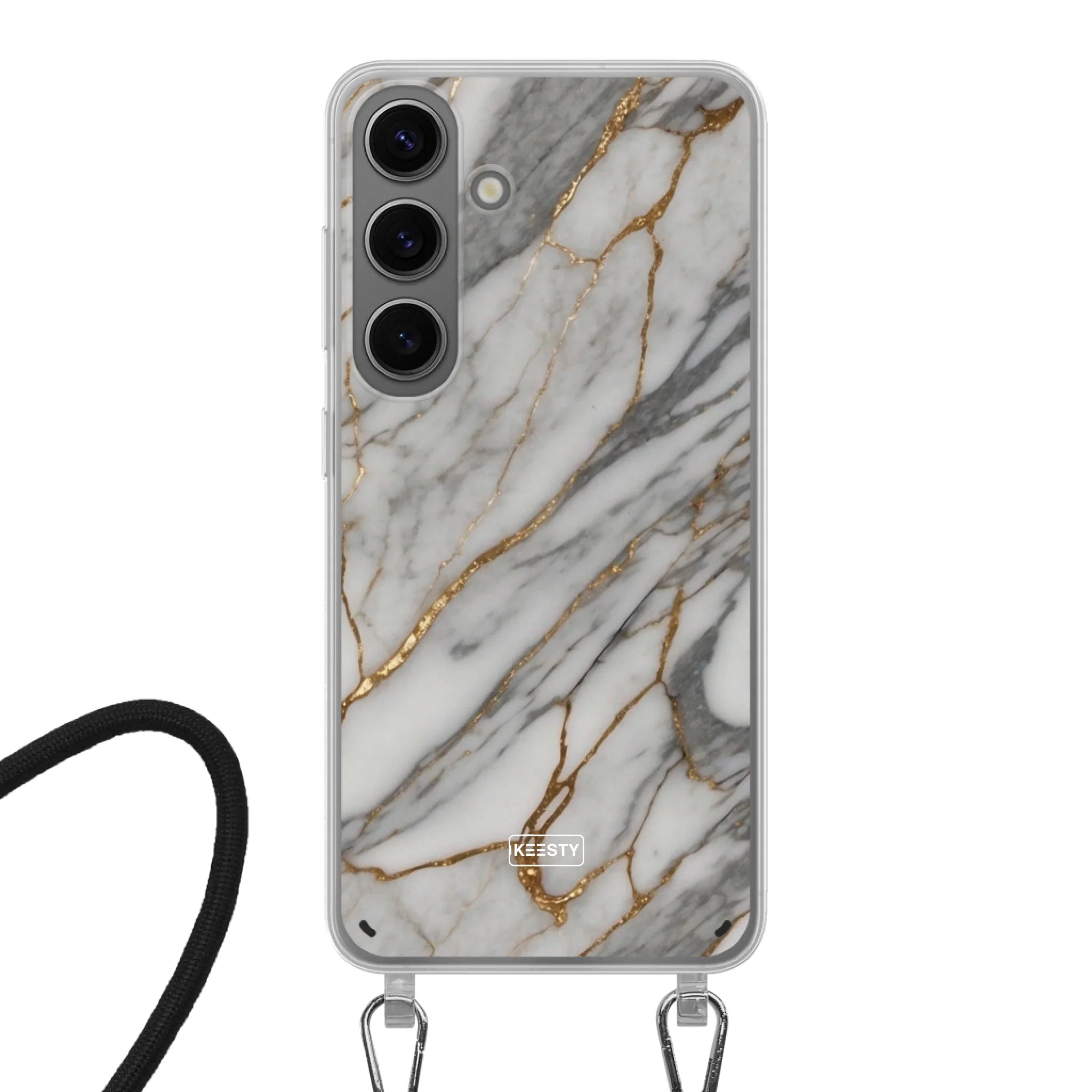 Telefoonhoesje ontwerpen - Marble White - Hoesje met koord