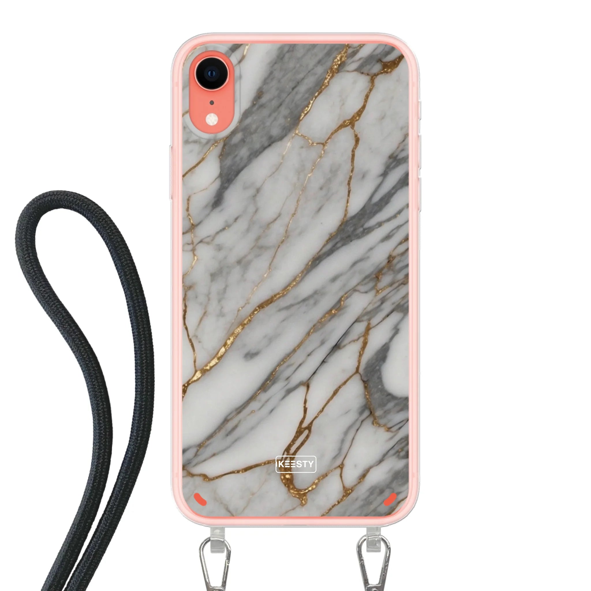 Telefoonhoesje ontwerpen met koord Marble Black Apple iPhone 16 Pro Max