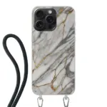 Telefoonhoesje ontwerpen met koord Marble Black Samsung Galaxy A55