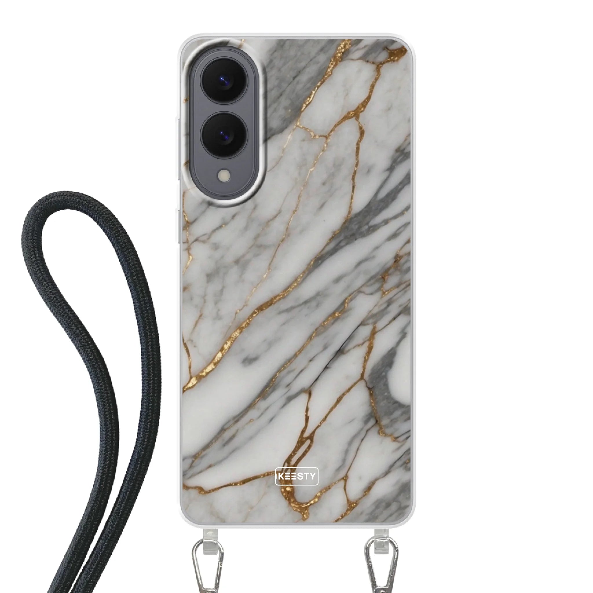 Telefoonhoesje ontwerpen met koord Marble Black Apple iPhone 12 Mini