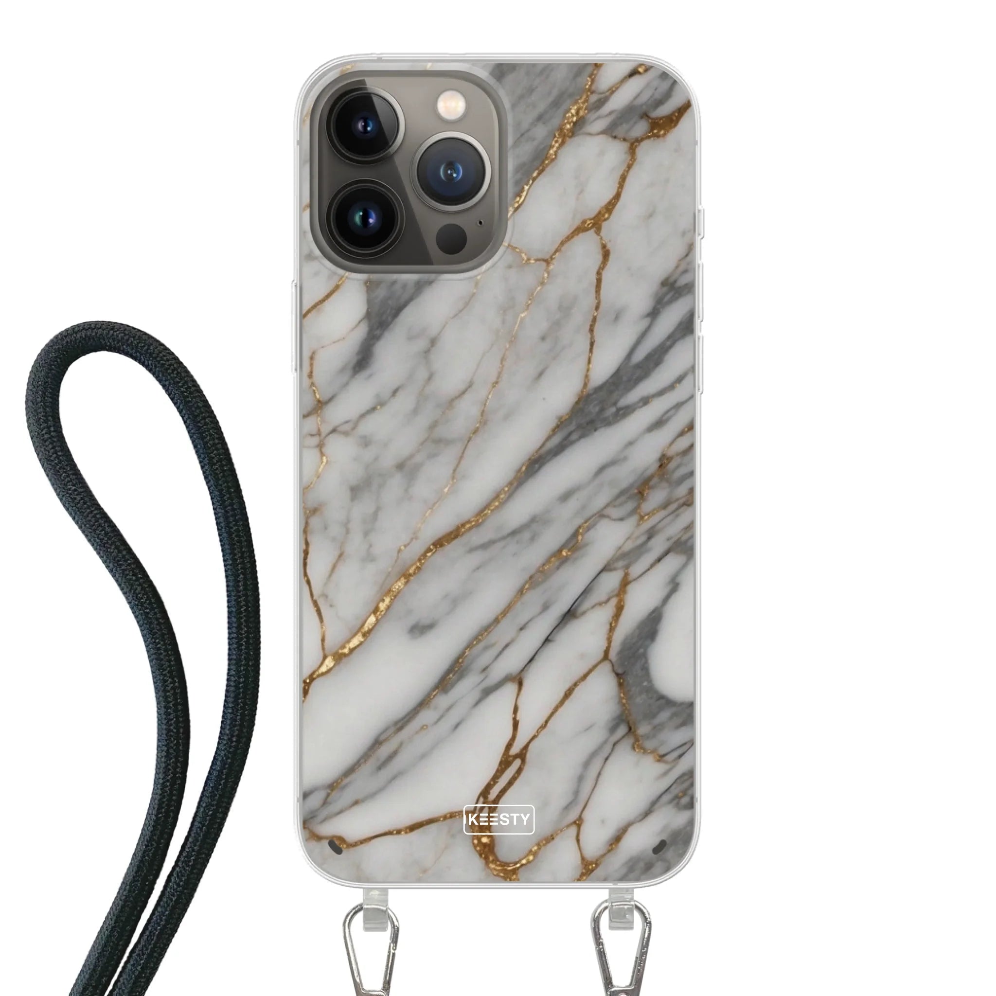 Telefoonhoesje ontwerpen - Marble Green - Hoesje met koord