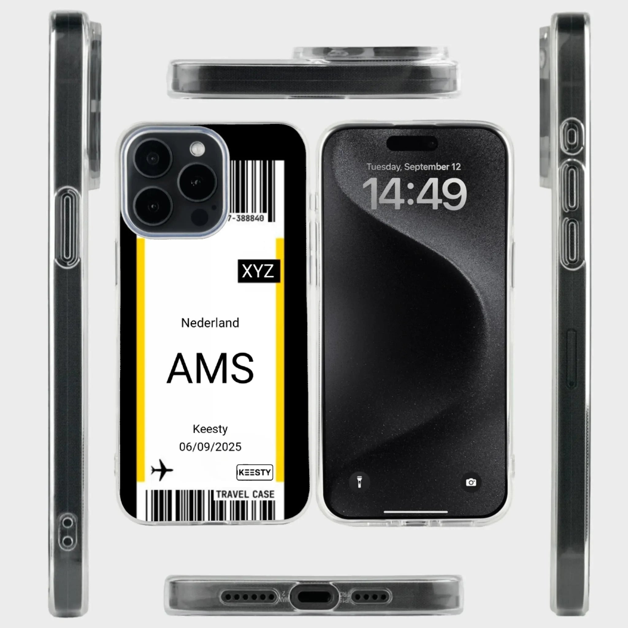 Telefoonhoesje ontwerpen vliegticket soft iPhone 16 5