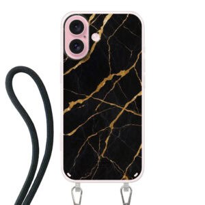 Telefoonhoesje ontwerpen met koord Marble Black Apple iPhone 11