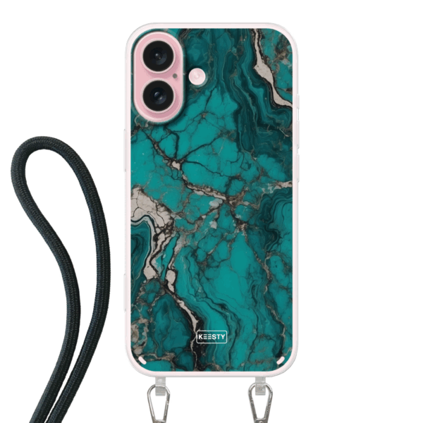 Telefoonhoesje ontwerpen - Marble Green - Hoesje met koord
