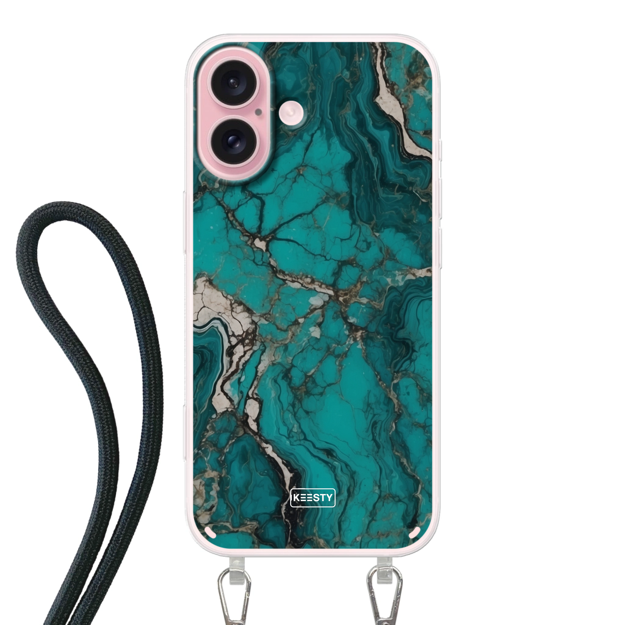Telefoonhoesje ontwerpen - Marble Green - Hoesje met koord
